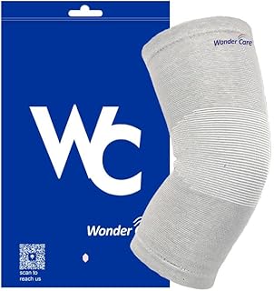 Wonder Care 1 Pc Bamboo Knee Sleeves for Men/Women, Knee Support for Running, Gym, Badminton, Sports, Compression Sleeves | Perfect for Knee Pain and Enhanced Comfort - 1 Pc (Grey, S)