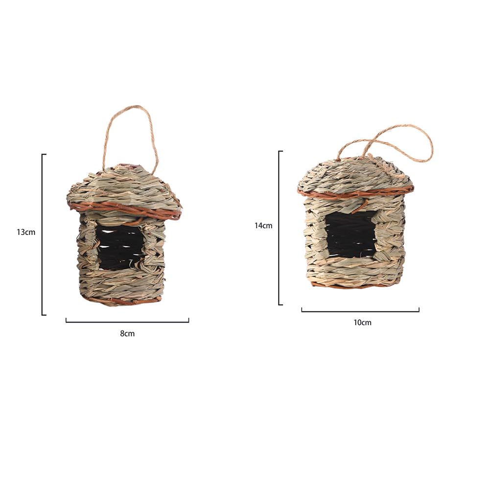 Nido pájaro Colgante, Nido Pajaros Exterior Colgante, Tejidas a Mano Hierba Nidos Pajaros, para Pequeños como Colibrí,1 Pair