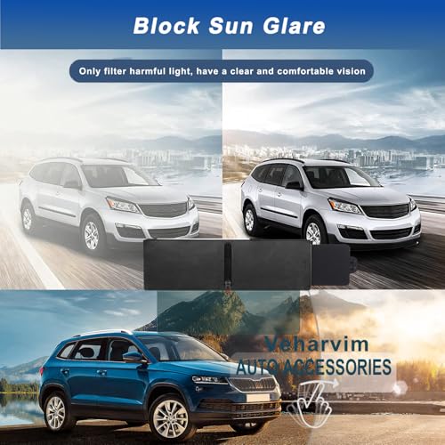 Image of Veharvim Sun Visor Extender for Car (Zipper Slider& Prevents Fingerprints, UV400, PC Lens), Visor Extender Attachment for Car Visor, Anti-Glare for Safe Driving (Driver Side)