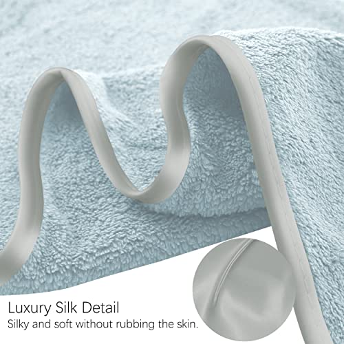 Tenstars TEN-SET-LIGHTTEAL Microfiber Coral Velvet Luxury Silk Hemming Towel Set - Light Teal, 2 Bath Towels thumb #5