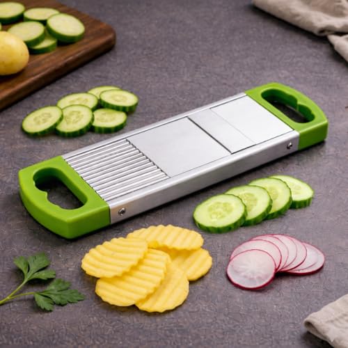 Image of Solitude Stainless Steel Potato Slicer Machine Vegetable Cutter & Potato Chips Maker for Kitchen | Lightweight Slicer for Making Plain Chips, Veg Salad, Fruits Slicing at Home & Restaurants