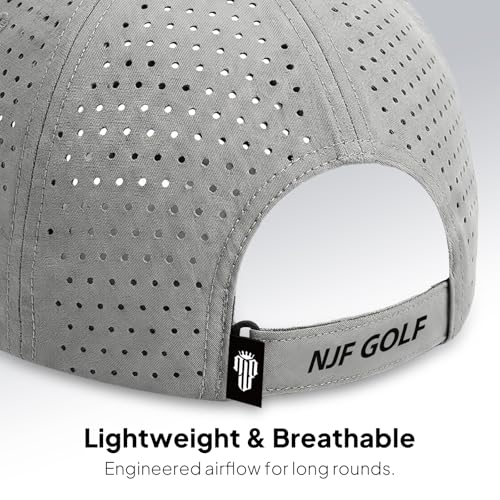 Image of NJF Golf Hat Men - Breathable Mens Golf Hats, Adjustable Rope Hook and Loop Style Cap, Convenient Cap with Tee Holder