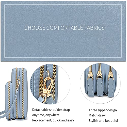 Image of myfriday Touch Screen RFID Phone Crossbody Purse with 2 Straps for Women | Clear phone window, RFID card space, 11 slots and zip pockets support quick calls, errands, theme parks and travel