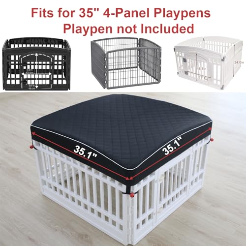 Image of Dog Pen Cover Dog Playpen Cover for Pets,Provide Shade and Security for Indoor Outdoor Dog Pen,Pet Playpen Cover Fits 35 inch Playpen 4-Panels (Playpen Not Included!!!)