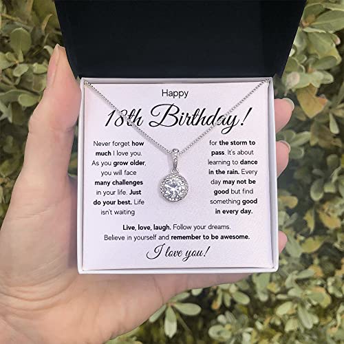 Fg Family Gift Mall 18Th Birthday Gifts For 18 Year Old Girl Birthday Gift Ideas For Her Happy 18Th Birthday Card Best Top Jewelry Gifts For Girls With Message Card And Gift Box (Standard Box, 18Th Storm Eternal) #TOP3