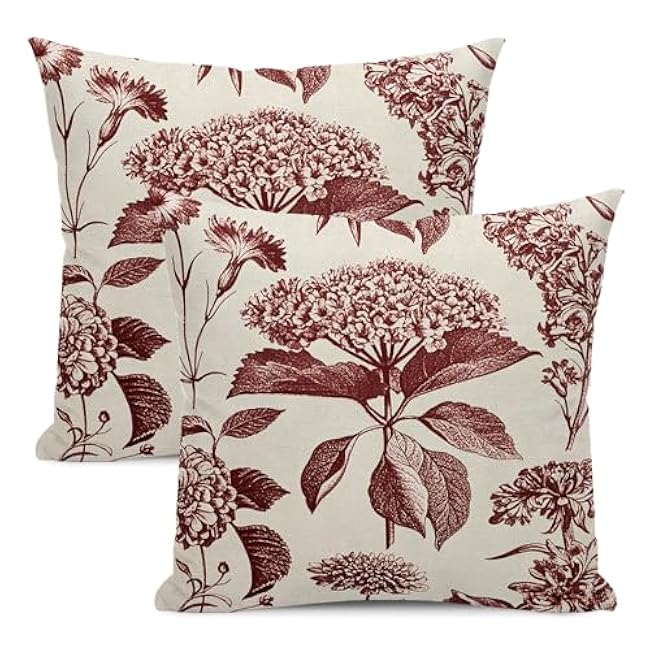 Floral Pillow Covers 16x16 Inches Set of 2 Sage Green Blue Floral Throw Pillow Covers Outdoor Rustic Spring Summer Flower Decoration Pillowcase Farmhouse Decorative Cushion Cover For Sofa Couch