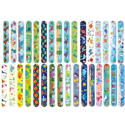 Photo de 20 Pcs Slap Bracelet à Claquer Slap Bandes, Bracelet Enfant,Bracelet a Claquer Enfant Lot Bracelet Enfant Pour Filles Garçons pour Enfants Anniversaire Remplisseurs Cadeau Parti Favors Filles Garçons