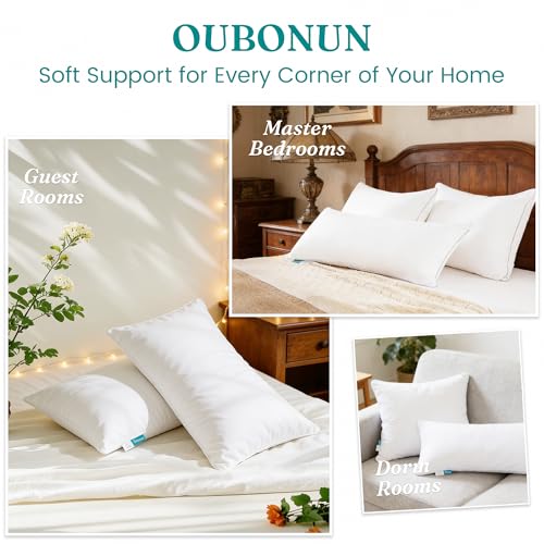 Image of Oubonun 20 inchx30 inch Throw Pillow Insert - Plush and Supportive Decorative Cushion with 100% Cotton Cover, for Couch, Sofa, Bed, Chair - Pack of 1