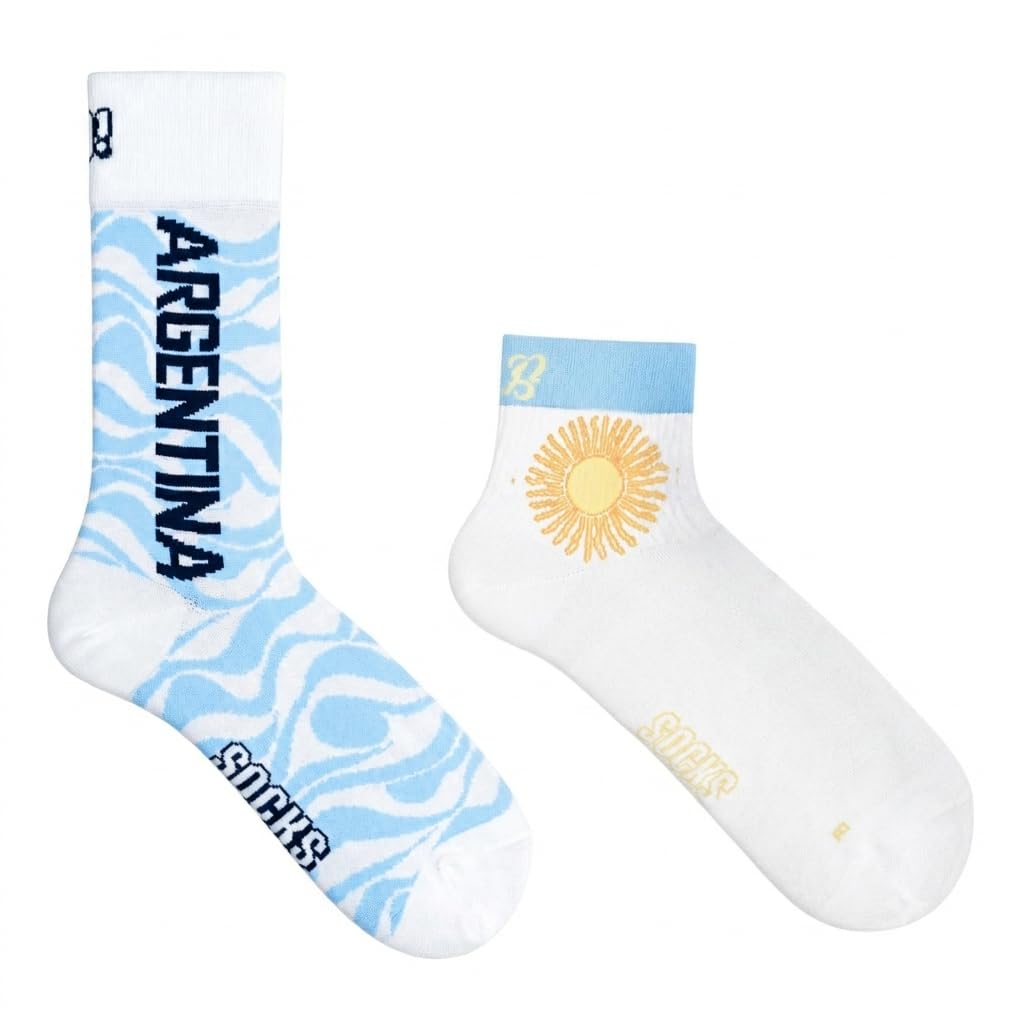 socksxpress Argentina Fan Club Men’s Crew Socks | Football Striped Designs | Combed Cotton | Soft, Stretchy & Breathable | Officially Licensed | Pack of 2-picture-21