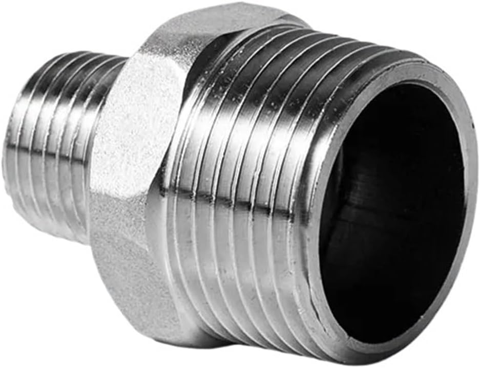1/8" 1/4" 3/8" 1/2" 3/4" 1" 1-1/4" 1-1/2" Male Thread 304 Stainless Steel Pipe Fitting Reducer Hex Nipple Connector (1.5 BSP - 1 BSP) Plumbing Fittings