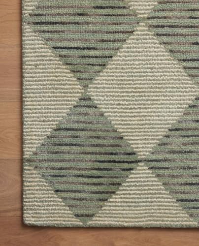Image of Spectrum Pattern Wool Carpet with Loop Texture Yarn Anti Shedding Carpet Size 10x14 Feet A0 Green & Multi Color