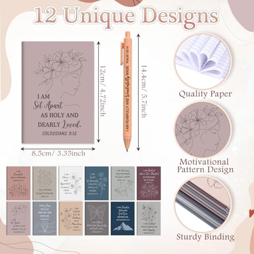 Image of Mooliwe 24 Pcs Positive Affirmation Gift Set Gratitude Notebooks with Pens Small Bags Motivational Encouragement Notepads Daily Affirmations Journal for Women Stress Relief Self Care (Prayer)