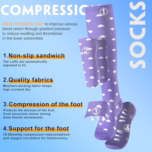 Image of bropite Compression Socks for Women &Men Circulation-Support Knee High Socks 20-30 mmhg-Best for Running,Medical,Nurse,Travel