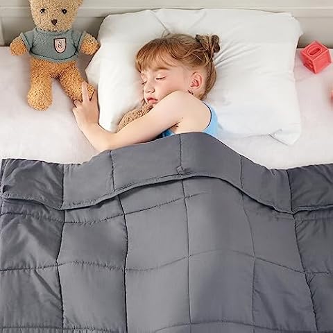 yescool Weighted Blanket 5 Pounds Cooling Weighted Lap Blanket, Grey Heavy Blanket for Sleeping, Washable Weighted Throw Blanket for 40-60lbs, 36"x48" Cover