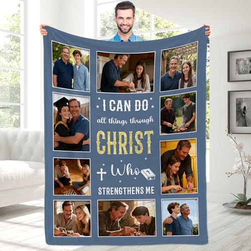 Personalized Christian Blanket, Christian Gifts for Dad's Gift, Custom Blanket with Picture, Personalized Christmas Religious Gifts for Men, Custom Blankets with Photos, Dad Gifts from Daughter