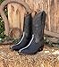 Men’s Genuine Leather Exotic Rowstone Stingray Print J-Toe Cowboy Western Boots - Black (Black, 10, US Footwear Size System, Adult, Men, Numeric, Medium, 10)