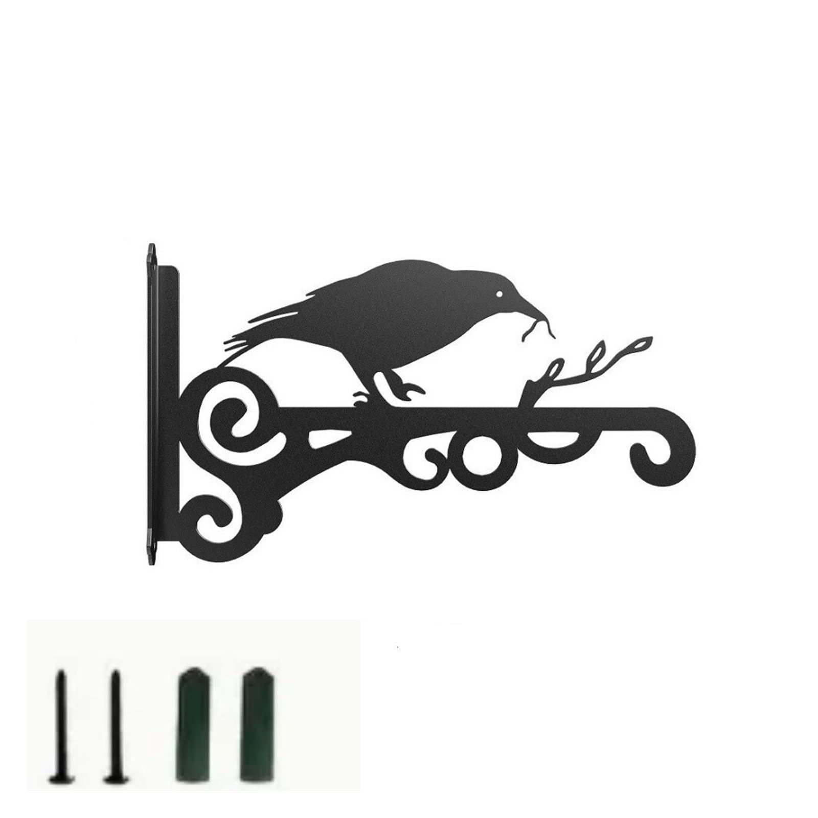Support suspension plante en métal noir style vintage D pour fixation murale extérieure