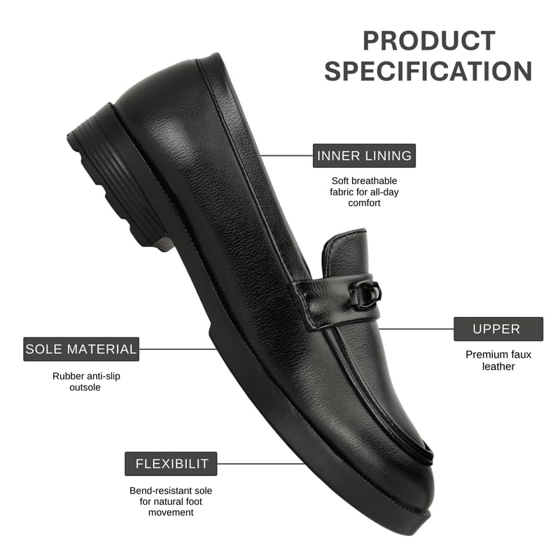 Image of Men's Chain Buckle Loafers || Premium Smooth Faux Leather Slip On || Formal Office & Casual Wear Shoes