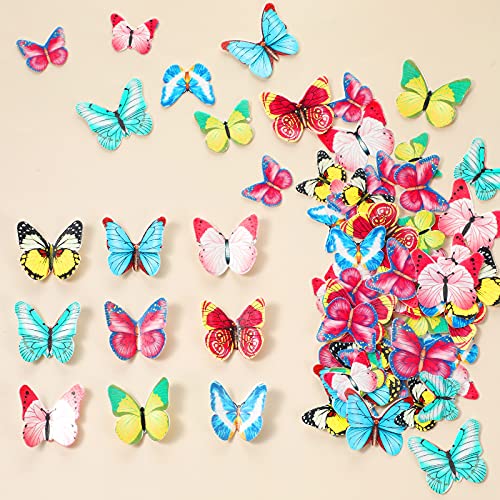 Wafer Butterfly Cupcake Toppers 3D Colorful Butterfly Cake Decoration Realistic Butterfly Dessert Decoration For Birthday Party Wedding Food Decorations Mixed Size (320 Pieces) #TOP4