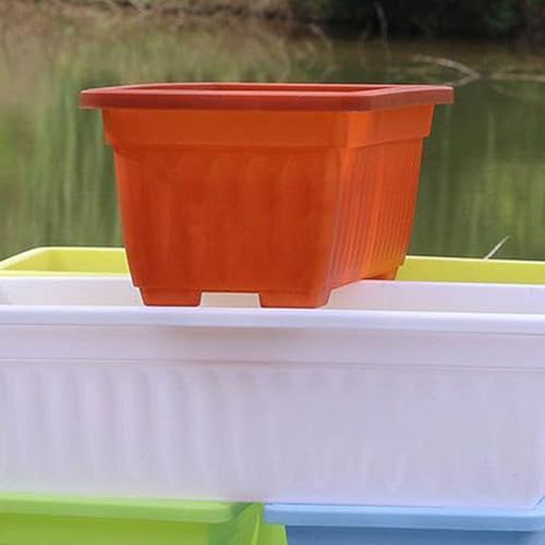 Miniatura 8 de DOITOOL Macetero de plástico para ventana, 2 unidades, maceta rectangular con platillos para interiores y exteriores, alféizar de ventana, jardín,