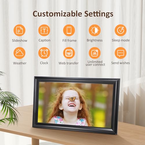 Image of 16 Inch Large Digital Picture Frame, Canupdog WiFi Digital Photo Frame with 1920 * 1080 IPS Touchscreen, 32GB Storage, Auto-Rotate, Wall Mountable, Easy Setup, Slideshow Photos and Videos