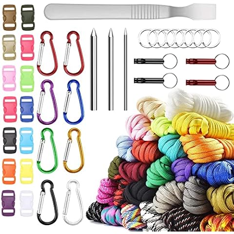 LUPATDY Paracord Set, Paracord 550 Nylon Cord Paracord Rope Multifunction Includes Rope Buckle and Sewing Needles, Suitable for Making DIY Bracelet, Lanyard, Keychain Cover