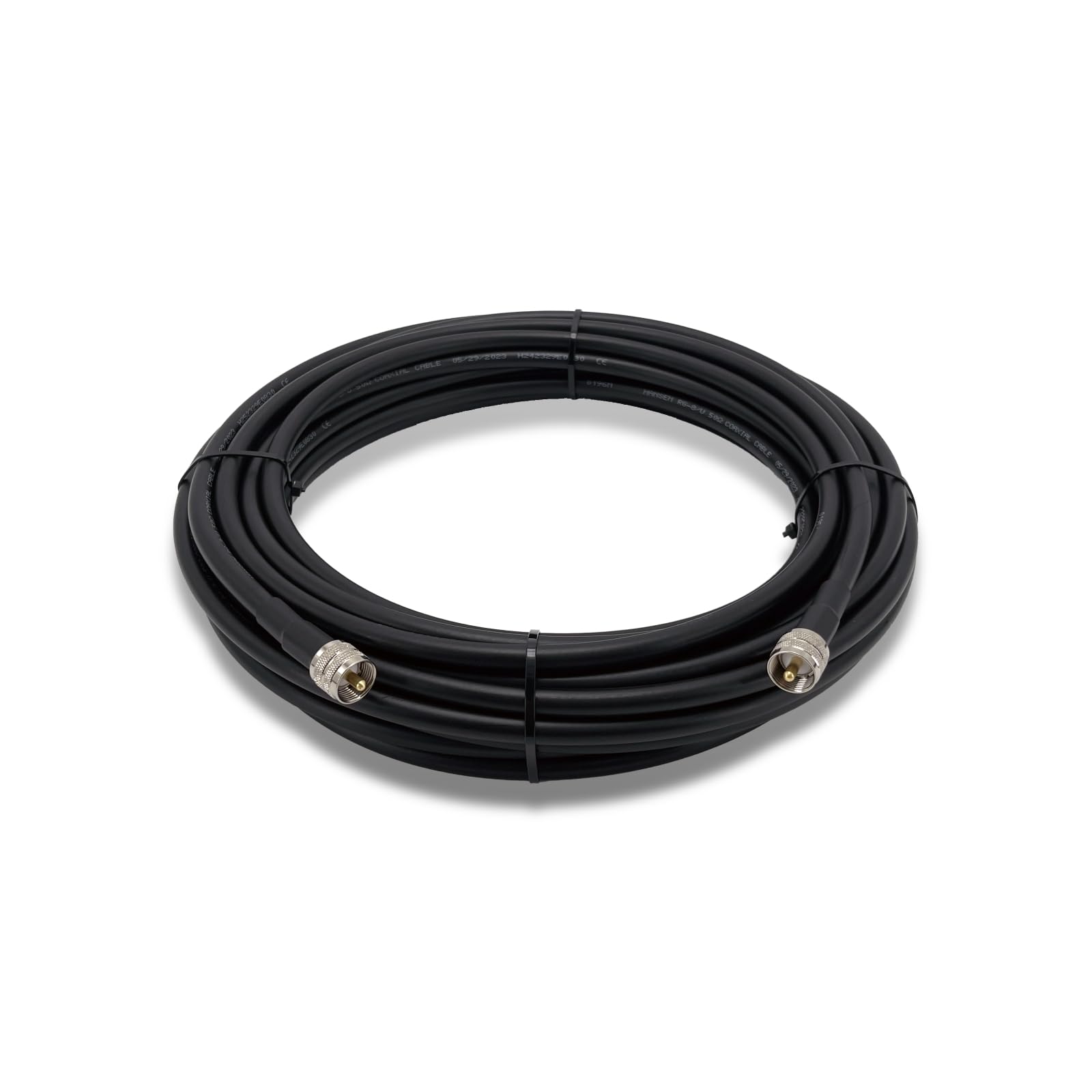 fmuser 50ft RG-8U Low Loss Coaxial Cable with 50 ? Impedance, Ideal for FM Transmitter, CB Radio, HAM Radio, VHF Radio, VSWR Meter and Antenna (PL259-Male to PL259-Male)