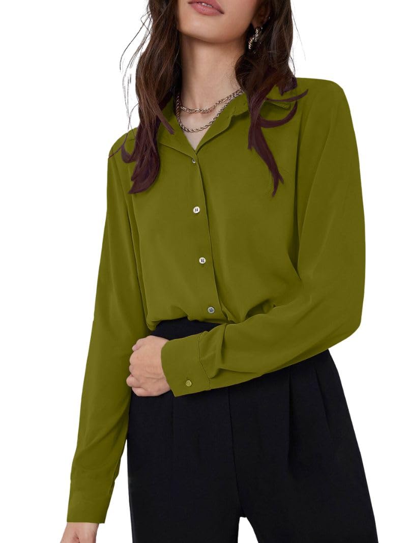 GRECIILOOKS Women’s Rayon Oversized Fit Crop Top Korean Style Long Sleeve Oversized Button Down| Workwear Top for Office & Casual Wear (Available in Plus Size and Combo Pack of 2)