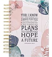 Christian Art Gifts Journal w/Scripture Plans Jeremiah 29:11 Bible Verse White Abstract Leaves 19...