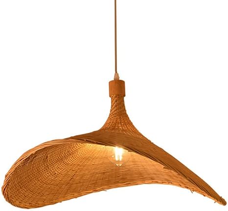 SHUANGZ Vintage Bamboe Geweven Hanglamp Natuurlijke Bamboe Geweven Lamp Landverlichting Hanglamp Handgeweven E27 In Hoogte Verstelbare Hanglamp Villa Slaapkamer Woonkamer Decoratie Kroonluchter SHUANGZ