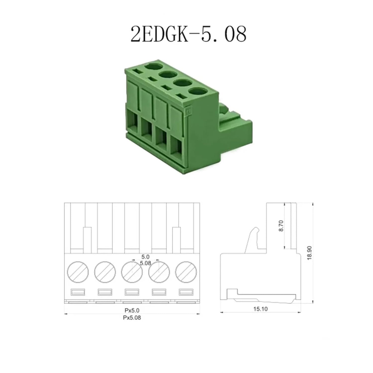 fengpeng 5/10Pairs 2EDG 5.08mm Pitch Screw Terminal Blocks 2/3/4/5/6/7/8/9/10/12 Pin Male Plug Female Socket PCB Connector .08 mm(Straight Needle,5PAIR_12P)