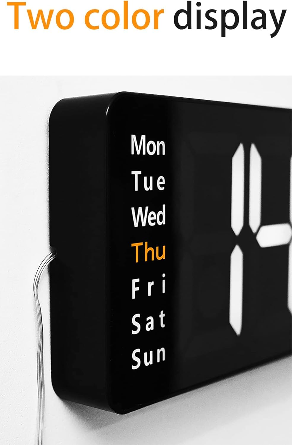Reloj de pared LED, pantalla digital de 16 pulgadas con control remoto, función de temporización, ajuste de brillo y modo de memoria para uso doméstico u oficina