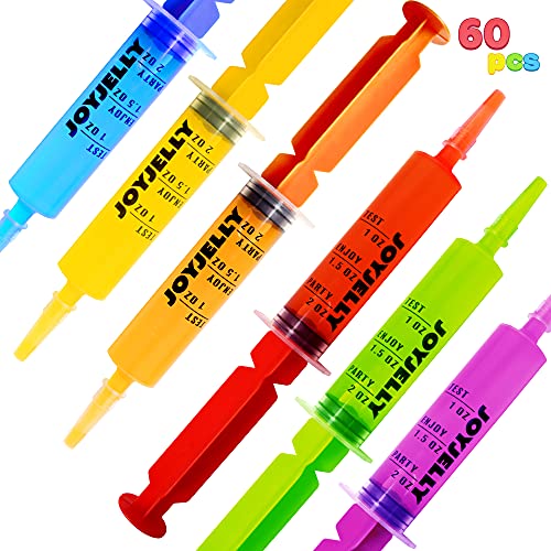 JOYIN 60 Pcs Jello Shot Syringes with Caps, Reusable Party Springe for Jello Shot for Halloween Party, Thanksgiving day, Christmas and Birthday Parties