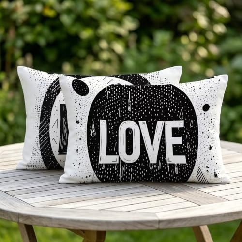 Housse coussin gris rectangulaire lin imperméable déperlant double face lot de 2