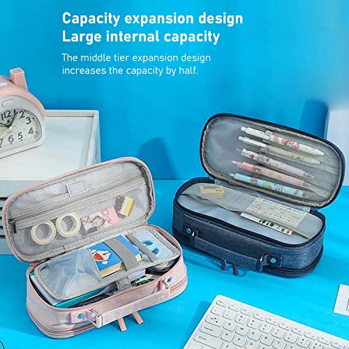 Image of Party Propz Grey Pencil Pouch for Boys -Large Capacity Pencil Pouches for Stationary | Aesthetic Pencil Case for College Students | School Pouch for Girls Stylish | Cute Pen Pouch for Girls Korean Bag