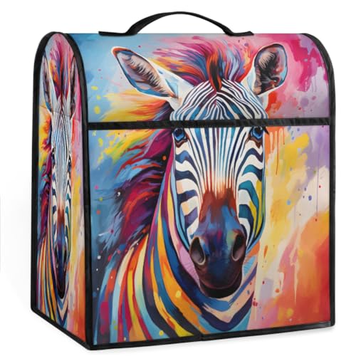Coffee Maker Cover Colorful Zebra Kitchen Appliance Covers Small Appliance Covers Blender Cover Juicer Cover Dust Covers for Kitchen Appliances with Top Handle and Pockets,Washable,C924
