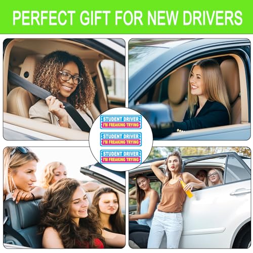 Image of Miss Kiss Stickers Student Driver Car Removable New Driver Stickers for Cars & Windows - Paint-Safe Student Driver Signs Stickers NOT Magnets (Pink White), Small