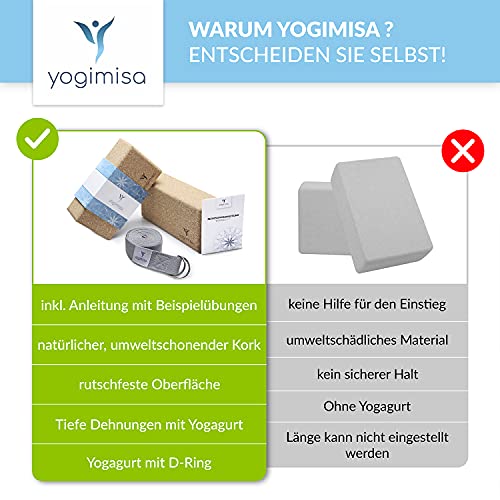yogimisa Yogablok 2-delige set incl. handleiding + oefenvoorbeelden - yogablok van kurk incl. yogagordel - yogablokken voor yoga en pilates gemaakt in de EU - Image 8