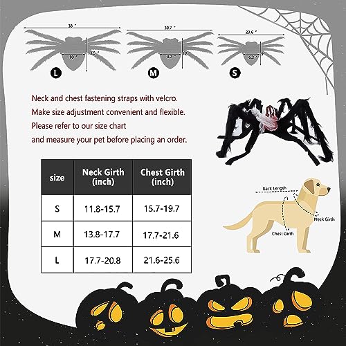 BUKYCAT Halloween-Spinnen-Kostüme für Hunde und Katzen, Spinnenkostüm für Kleine und Mittelgroße Haustiere, Tierdruck, Filzstoff, S
