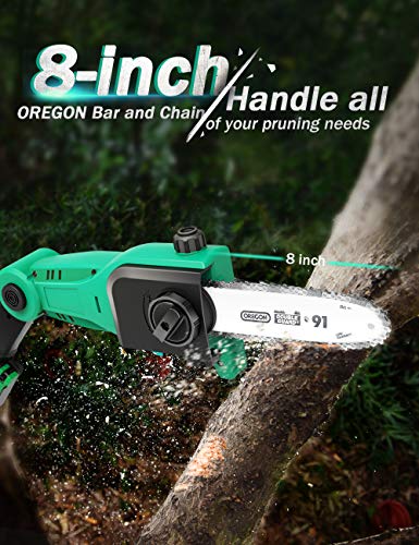 Kimo Electric Pole Saw, Cordless Pole Chain Saw W/ 8-Inch Cutting Bar, 18Ft/S Speed, Auto Oiling, 20V 4.0Ah Battery Powered Pole Chainsaw W/Electric Leaf Blower - 20V Leaf Blower Cordless #TOP2