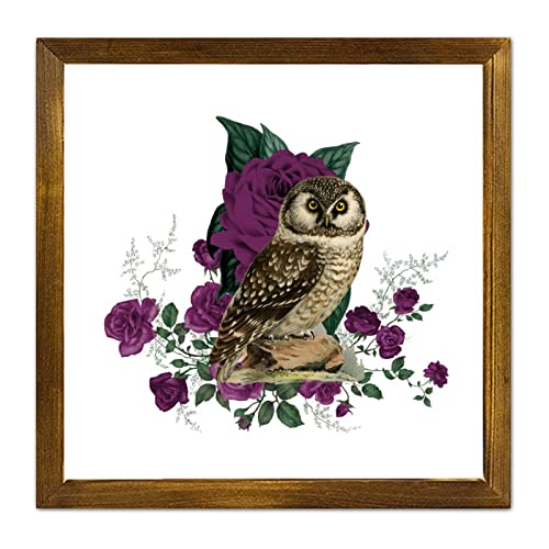 Panneau en bois chouette Halloween déco murale salon cuisine 30cm