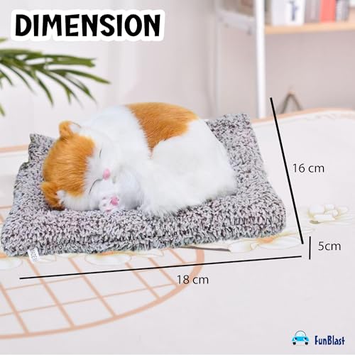 Image of FunBlast Cute Sleeping Cat Plush Toy with Meow Sound, Gift for Kids, Toy Accessories for Car Dashboard (Brown-2)