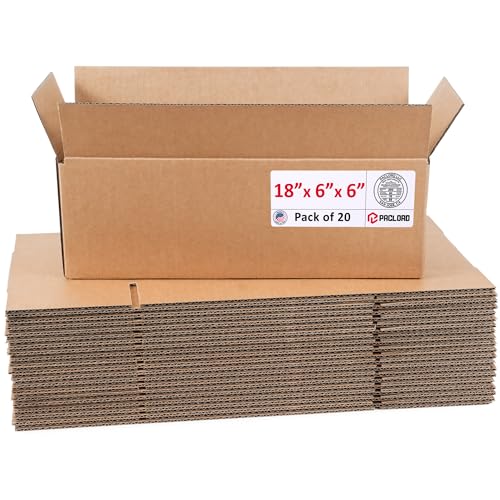 Image of Long Cardboard Boxes 18 inchL x 6 inchW x 6 inchH (Pack of 20) - USA-Made Packing Boxes for Moving, Shipping, or Storage - USPS, UPS, FedEx Approved - Professional Packing Supplies for Moving | USA-Made Packing Boxes for Moving, Shipping, or Storage - USPS, UPS, FedEx Approved - Professional Packing Supplies