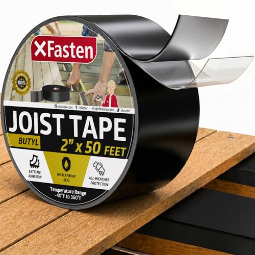 XFasten Butyl Joist Tape for Decking, 2 Inch x 50 Feet, Professional Butyl Deck Joist Tape 2 Inch...