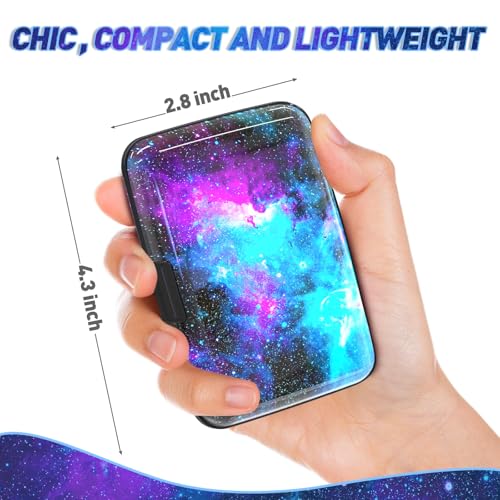 Stylish Mini RFID Blocking Aluminum Card Wallet - Secure Slim Business Card Holder for Men and Women, Nebula Galaxy Design - Image 3