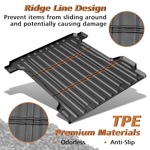 Image of TripleAliners Truck Mat Compatible with 2024-2026 Chevrolet Silverado EV WT 5.9FT Accessories, Truck Bed Mat Heavy Duty Custom Fit All Weather Protection TPE Pickup Liner