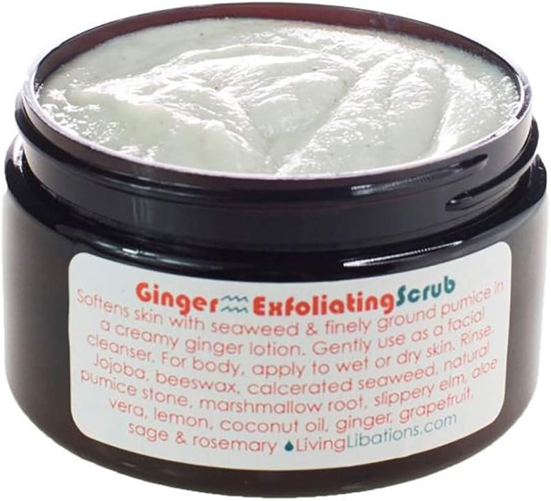 Esfoliante corporal de gengibre Living Libations com algas marinhas, pedra-pomes e toranja, 120 mL