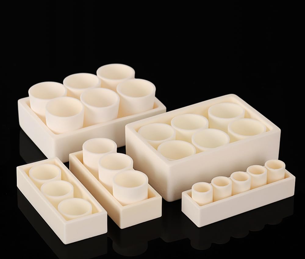 Set di crogioli in allumina pura al 99% - Crogioli quadrati e cilindrici for alte temperature for uso industriale e di laboratorio(100x30x20mm-Φ20x20mm-4pcs)