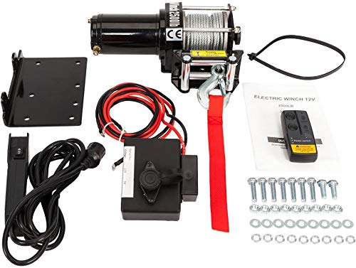 2500lbs DC 12V Electric Recovery Winch Fit for SUV Truck Car with Wireless Remote Control Kit