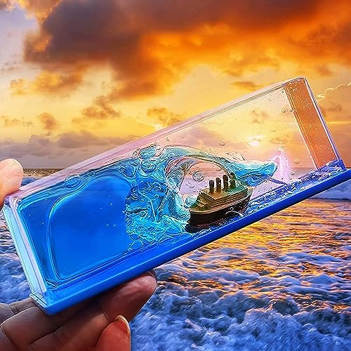 Image of MotiBa Car Interior Dashboard Decoration, Titanic Wave Cruise Ship, Liquid Wave Cruise Ship Decoration, Nautical Showpiece for Show Piece for Home Decor, Car Dashboard, Living Room, Office
